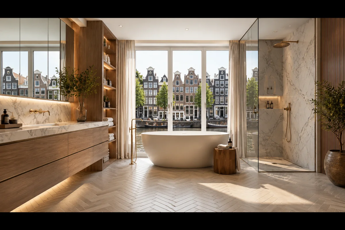 Renovated bathroom in an Amsterdam canal house