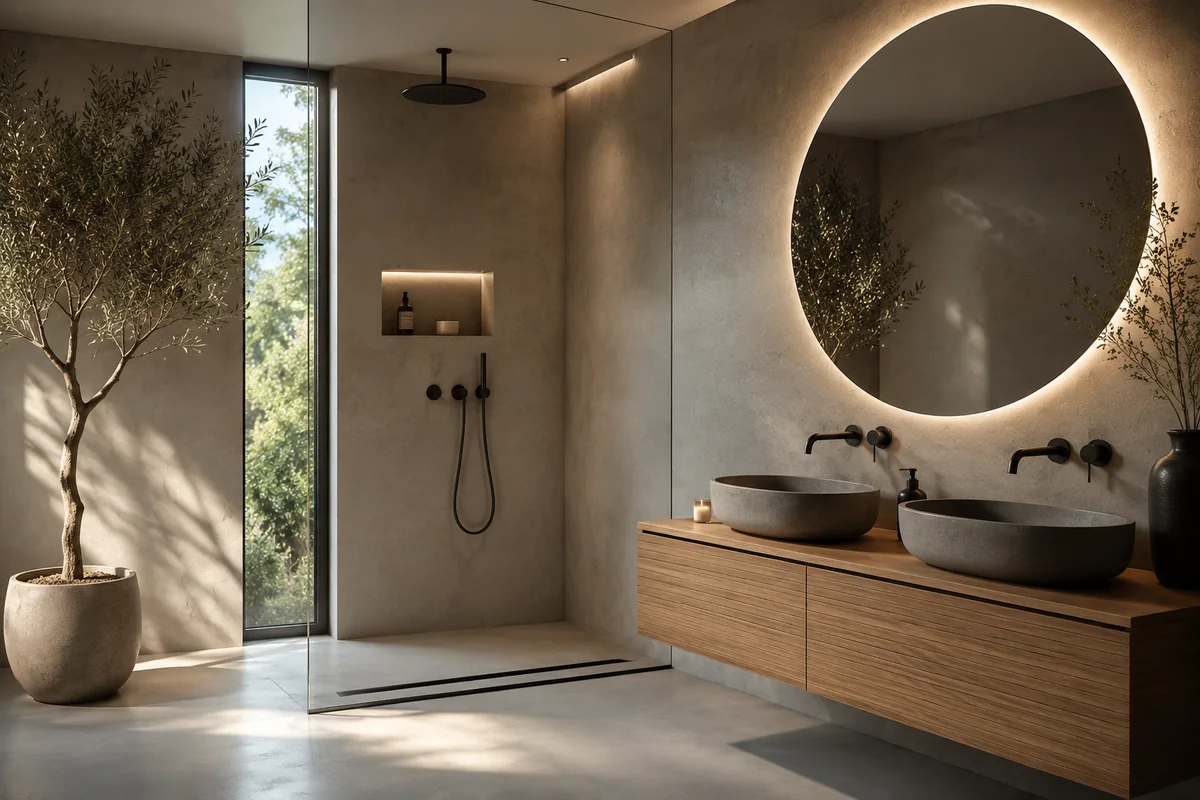 Betonlook badkamer met microcement wanden