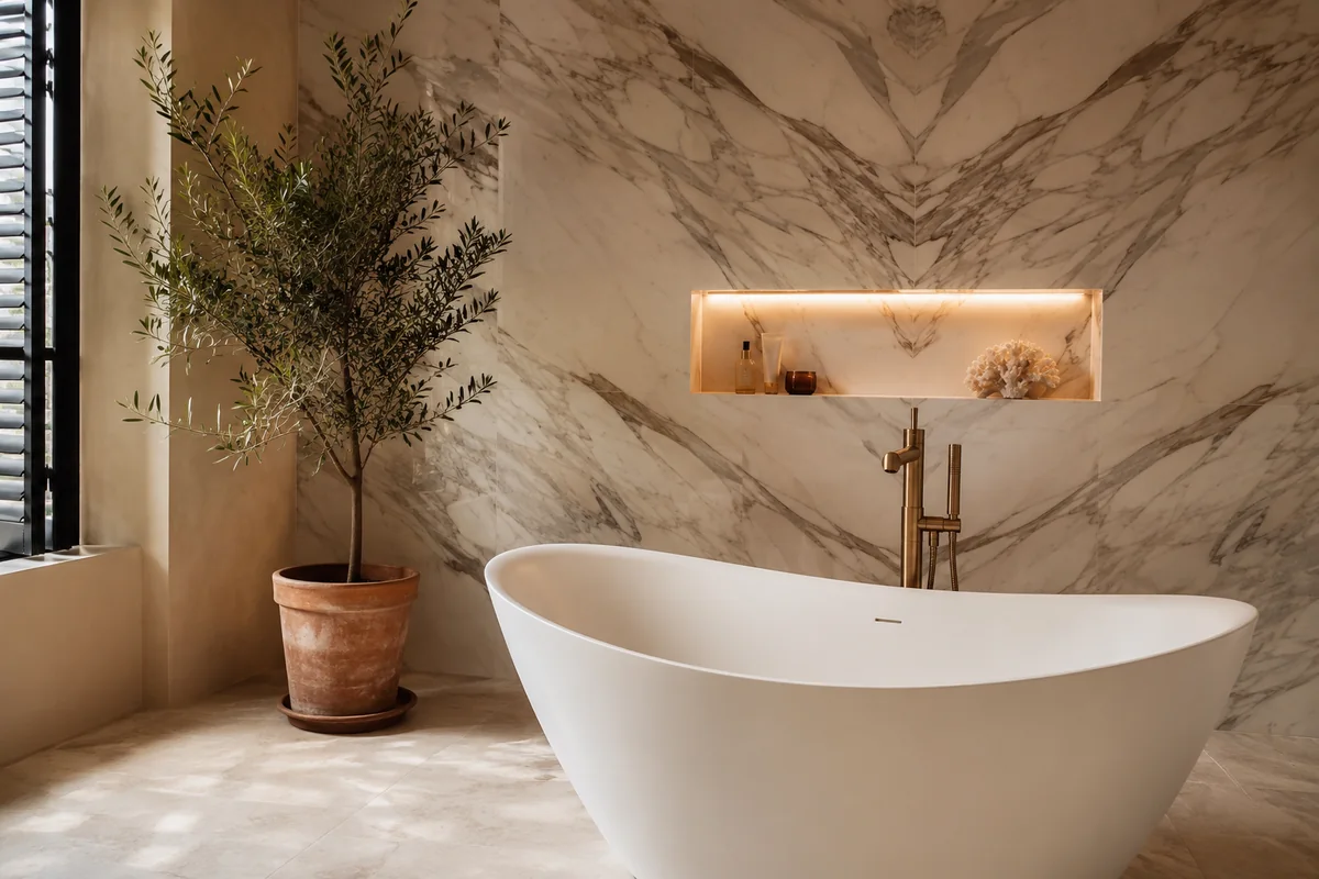 Badkamer inspiratie — marmerlook badkamer